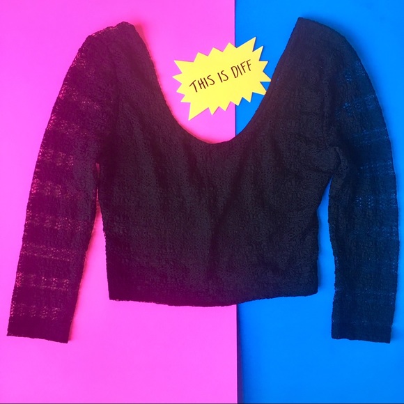 UO PINS AND NEEDLES Sheer Lace Backless Crop L - Picture 4 of 8